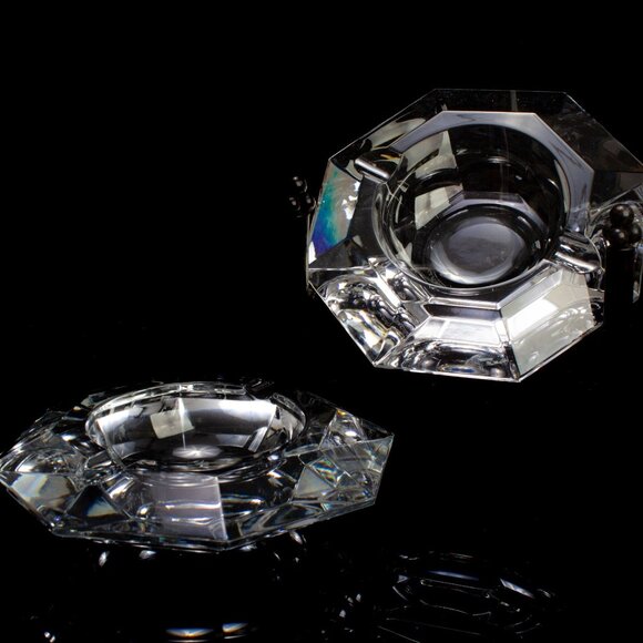 Crystal Ashtrays | Beautiful Set from Val St. Lambert | Elegant Home Decor - Picture 7 of 11